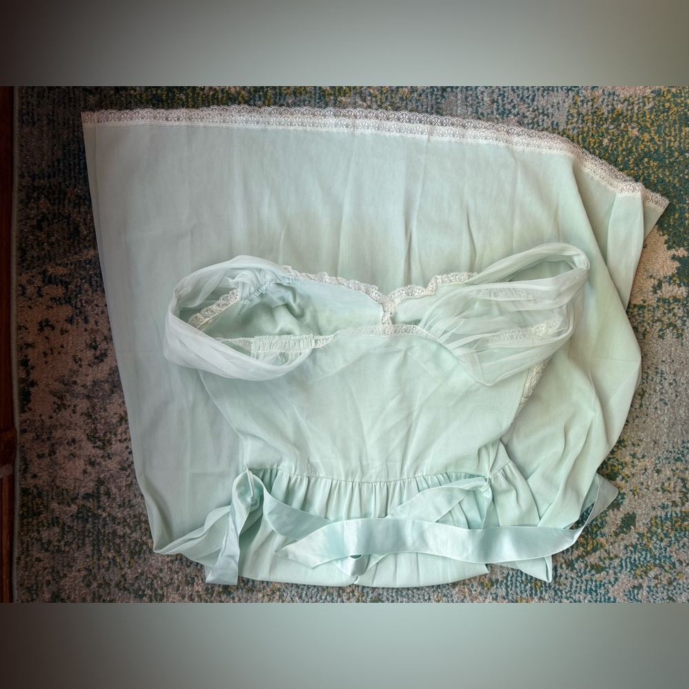 Vintage 50/60s Corsage sea foam sheer pixie two piece peignoir set, size medium - Picture 16 of 16